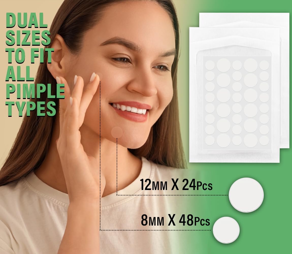 Ecombrella Hydrocolloid Invisible Spot Cover with Salicylic Acid – Absorbing Cover, Hyrocolloid Patch, Korean Skin Care, Facial Stickers, 2 Sizes (72 Count)