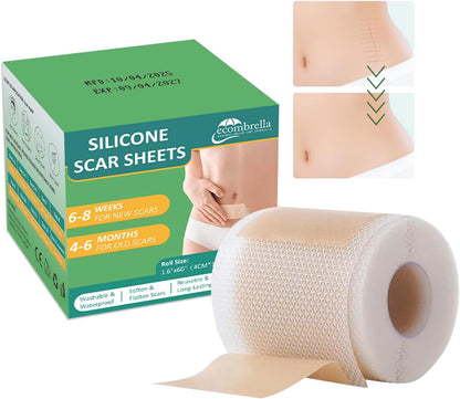 Silicone Scar Tape 4cm x 1.5m - Medical Grade Scar Tape for Surgical Scars - Silicone Scar Sheet Reduces the Appearance of Acne Scars, C-Section Scars, Burn Scars & Scars from Stitches