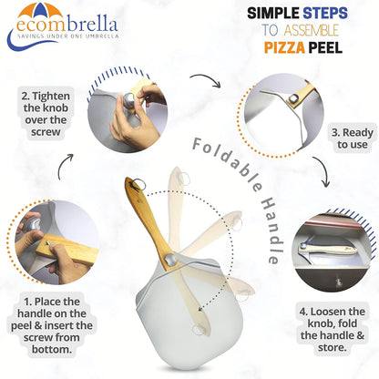 Pizza Peel 12 inch Aluminum Pizza Paddle with Foldable Wooden Handle (Only Pizza Peel)