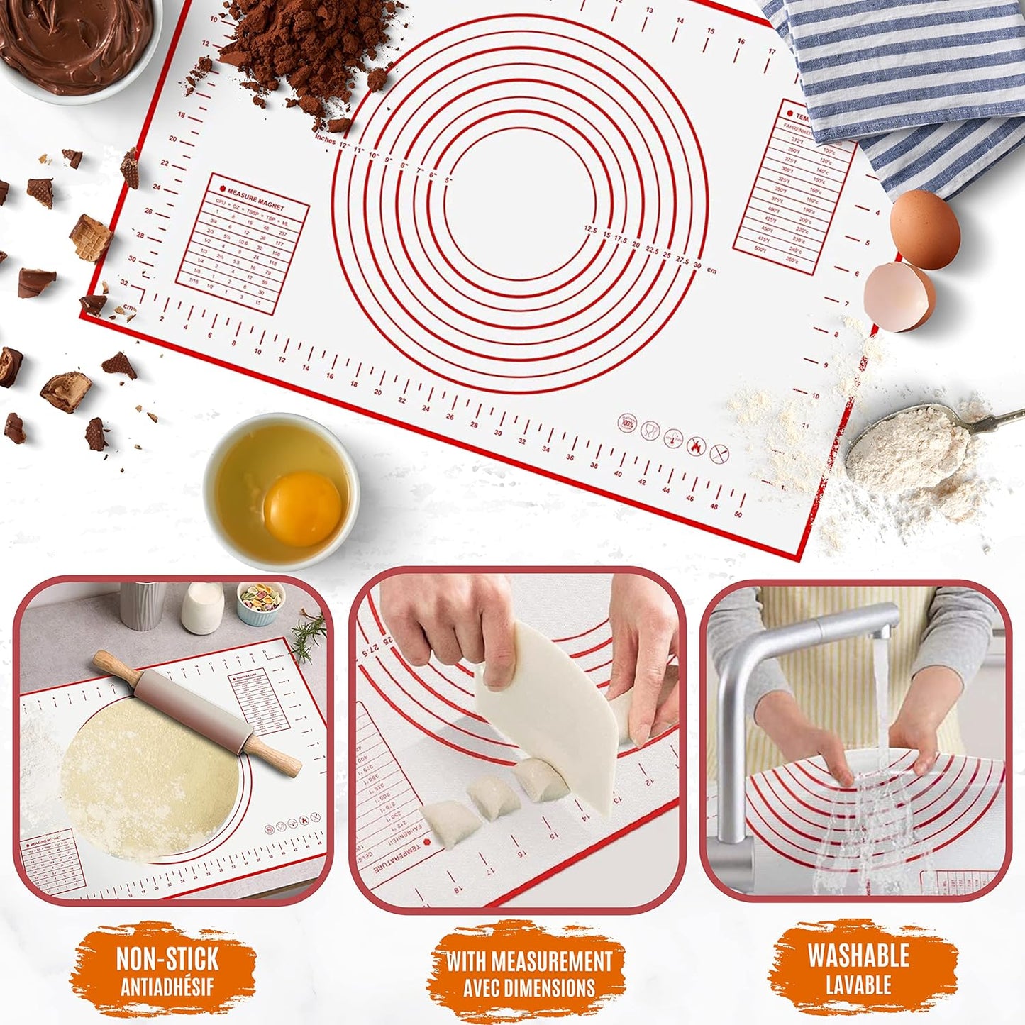 Pizza Peel 12 inch Aluminum with Foldable Wooden Handle | Pizza Rocker Cutter, Pizza Baking Mat | Pizza Peel with Accessories, Tools for Baking